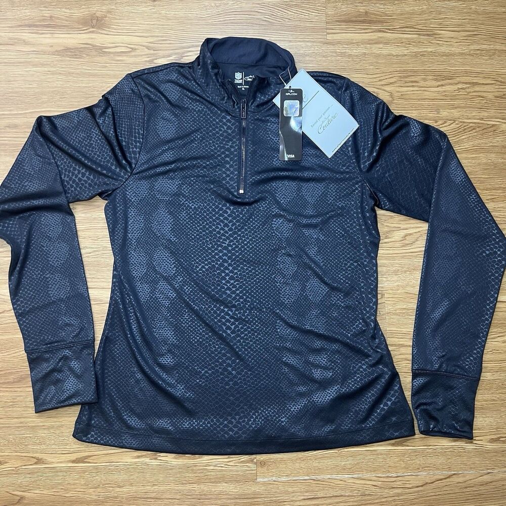 NFL SF 49ers X All Sport Couture Women's 1/4 Zip Jacket Size XL Black